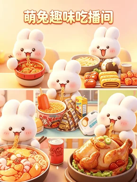 萌兔趣味吃播间